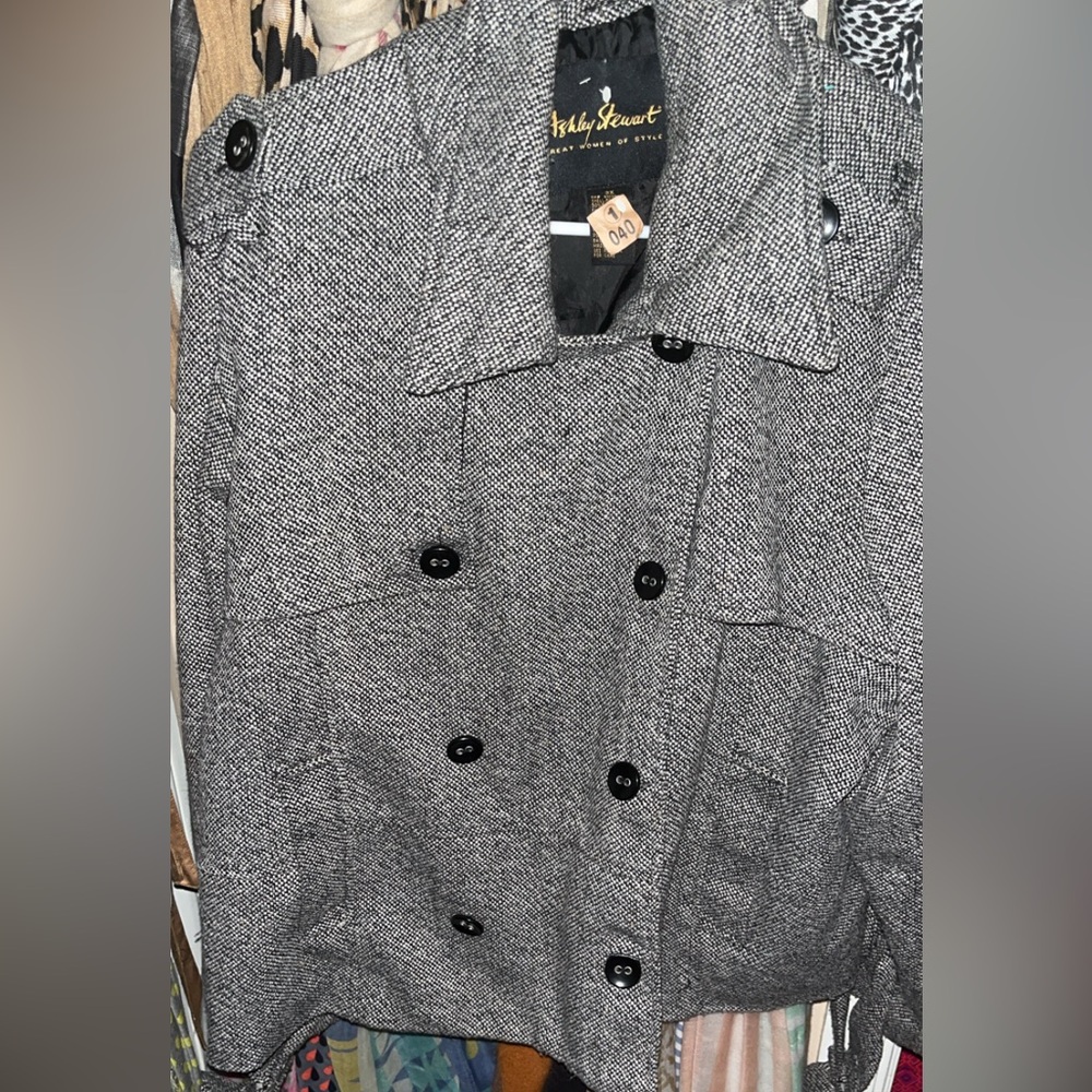 Black and white short peacoat. Super cute
